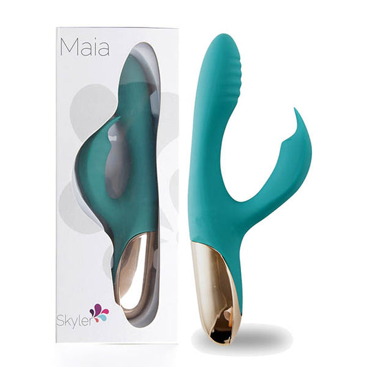 Maia Skyler Green 21.6 Cm Usb Rechargeable Bendable Rabbit Vibrator