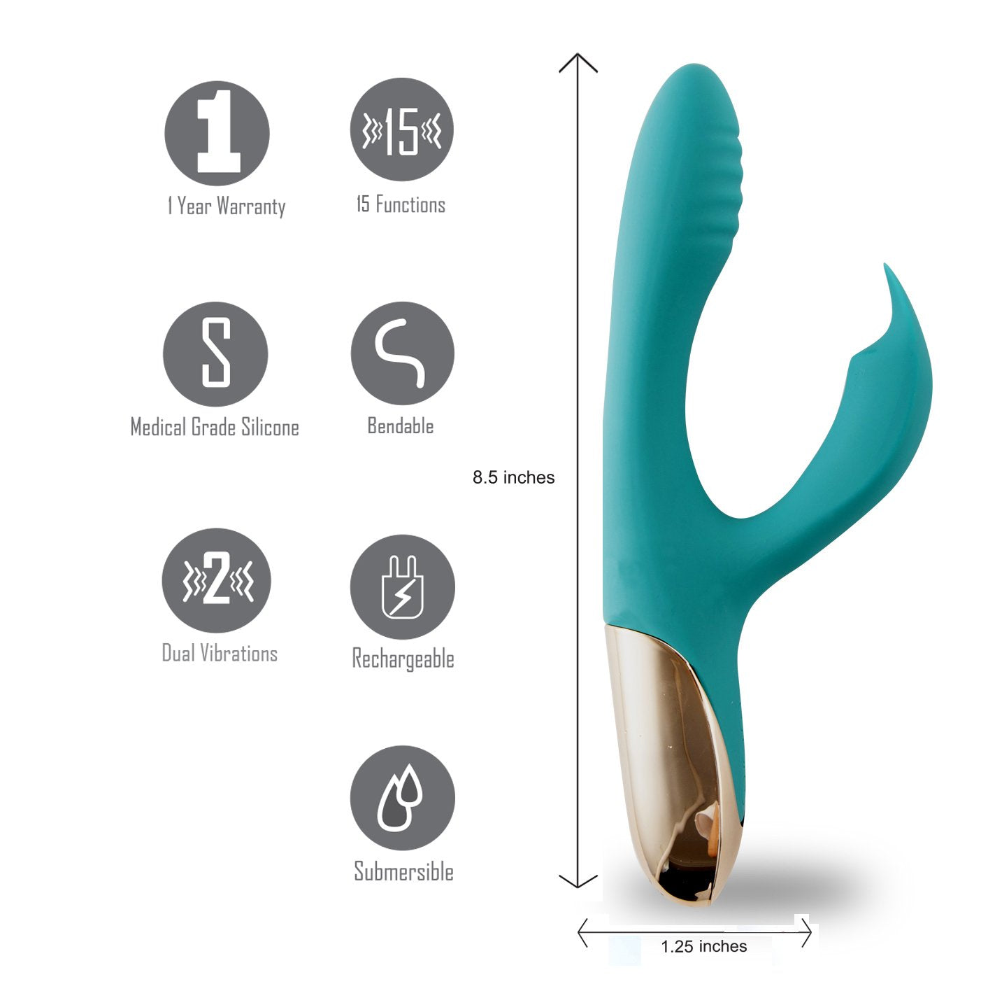 Maia Skyler Green 21.6 Cm Usb Rechargeable Bendable Rabbit Vibrator