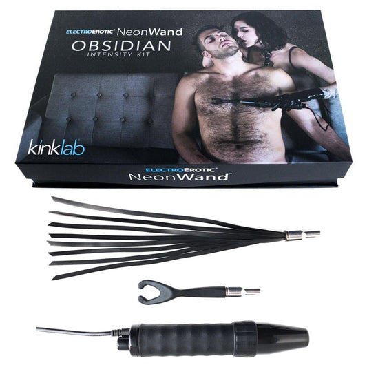 Kink Lab Obsidian Neon Wand Intensity Kit E Stim Kit 3 Piece Set