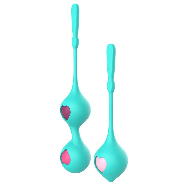 Adam & Eve Eves Kegel Hearts Teal Weighted Kegel Balls Set Of 2