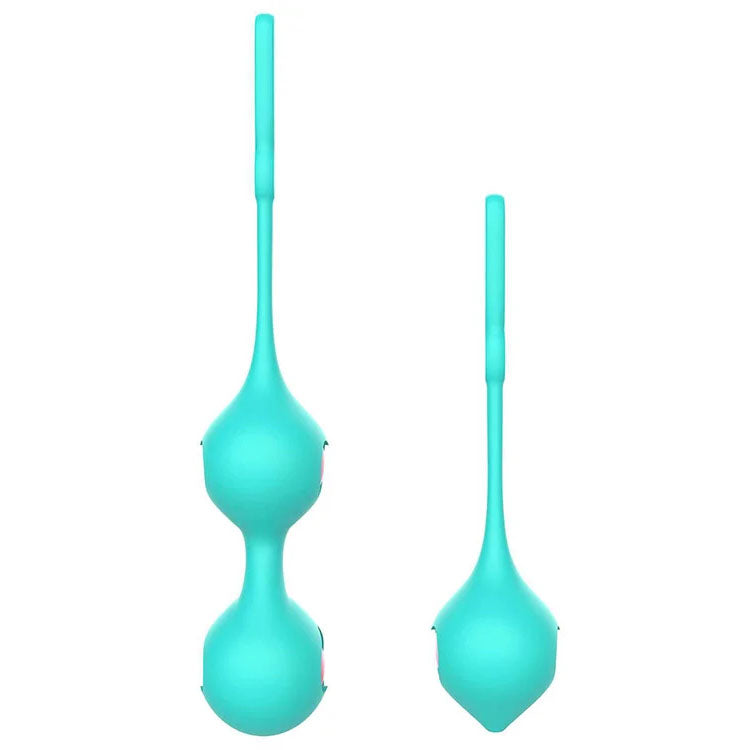 Adam & Eve Eves Kegel Hearts Teal Weighted Kegel Balls Set Of 2
