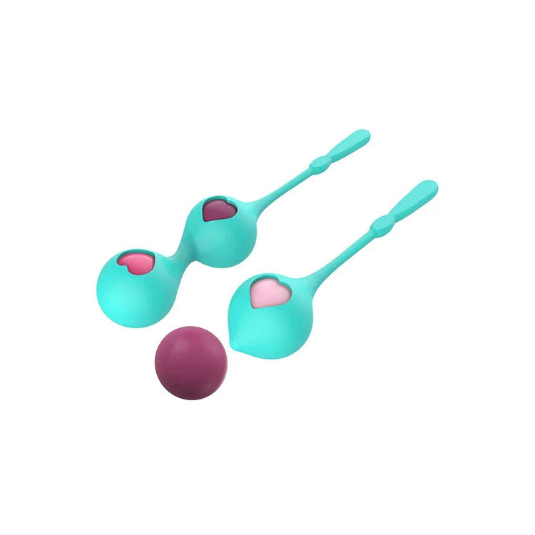 Adam & Eve Eves Kegel Hearts Teal Weighted Kegel Balls Set Of 2