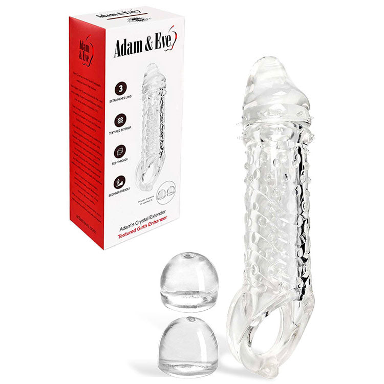 Adam & Eve Adams Crystal Extender Clear 22.9 Cm Penis Extender Sleeve With Adjustable Inner