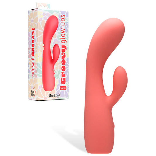 Adam & Eve Groovy Glow Ups Curvie Pink 17.8 Cm Usb Rechargeable Rabbit Vibrator