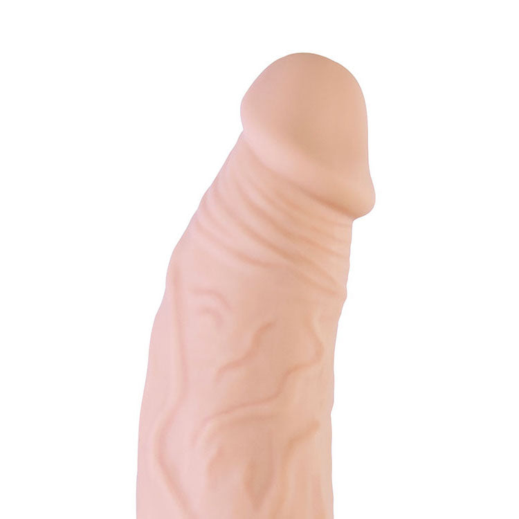 Adam & Eve Adams Xl Vibro Sleeve Flesh 21.6 Cm Usb Rechargeable Vibration Penis Extender Sleeve With Remote