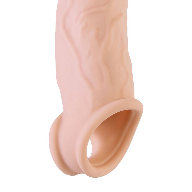 Adam & Eve Adams Xl Vibro Sleeve Flesh 21.6 Cm Usb Rechargeable Vibration Penis Extender Sleeve With Remote