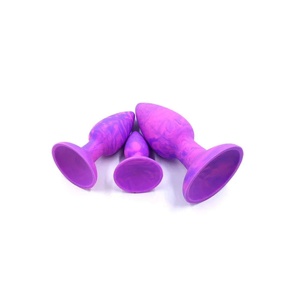 Adam & Eve Colour Swirl Anal Plug Set Purple/Pink Butt Plugs Set Of 3 Sizes
