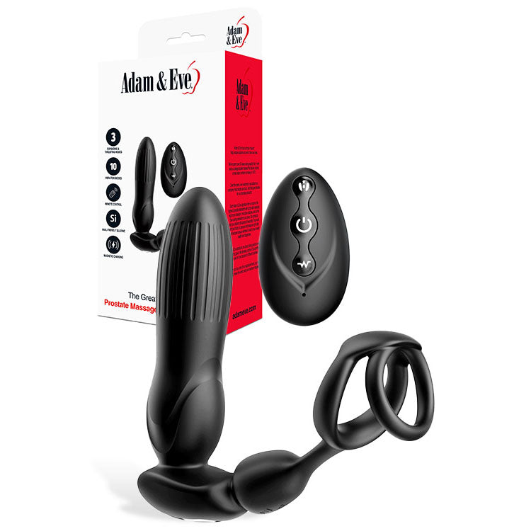 Adam & Eve The Great Expander Black 14 Cm Usb Rechargeable Thrusting & Expanding Prostate Massager With Wireless Remote