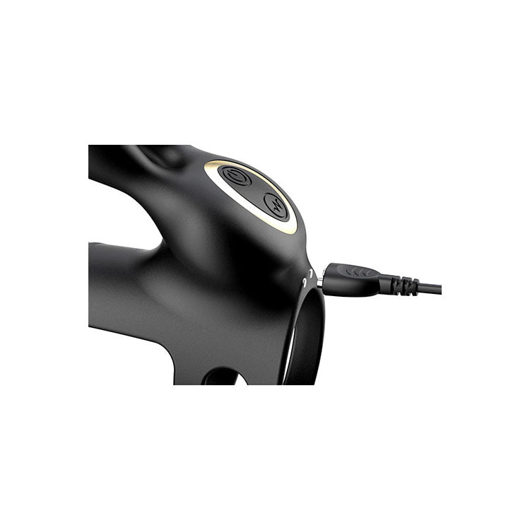 Adam & Eve Wild Hare Black Usb Rechargeable Vibrating Penis Cage With Wireless Remote