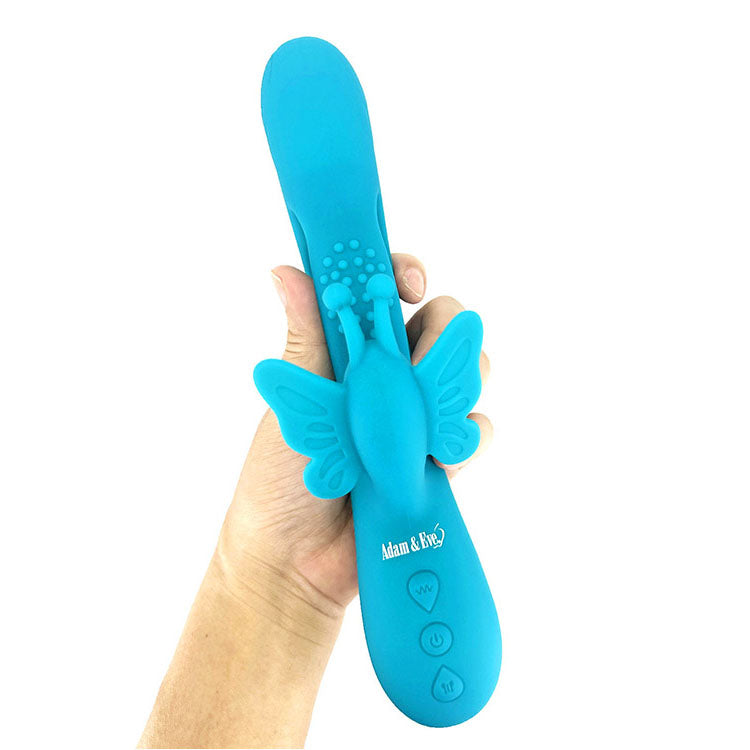 Adam & Eve Butterfly Embrace Blue Blue 24.1 Cm Usb Rechargeable Butterfly Vibrator