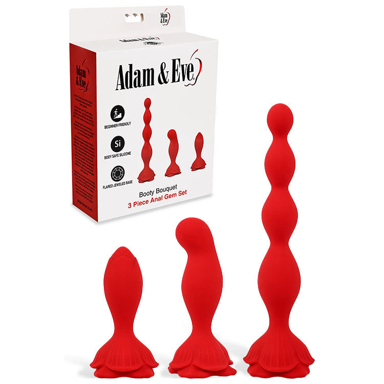 Adam & Eve Booty Bouquet Red Anal Training Kit Set Of 3 Sizes