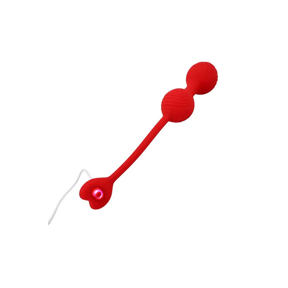 Adam & Eve Sweetheart Kegel Trainer Red Usb Rechargeable Vibrating Kegel Balls With Remote