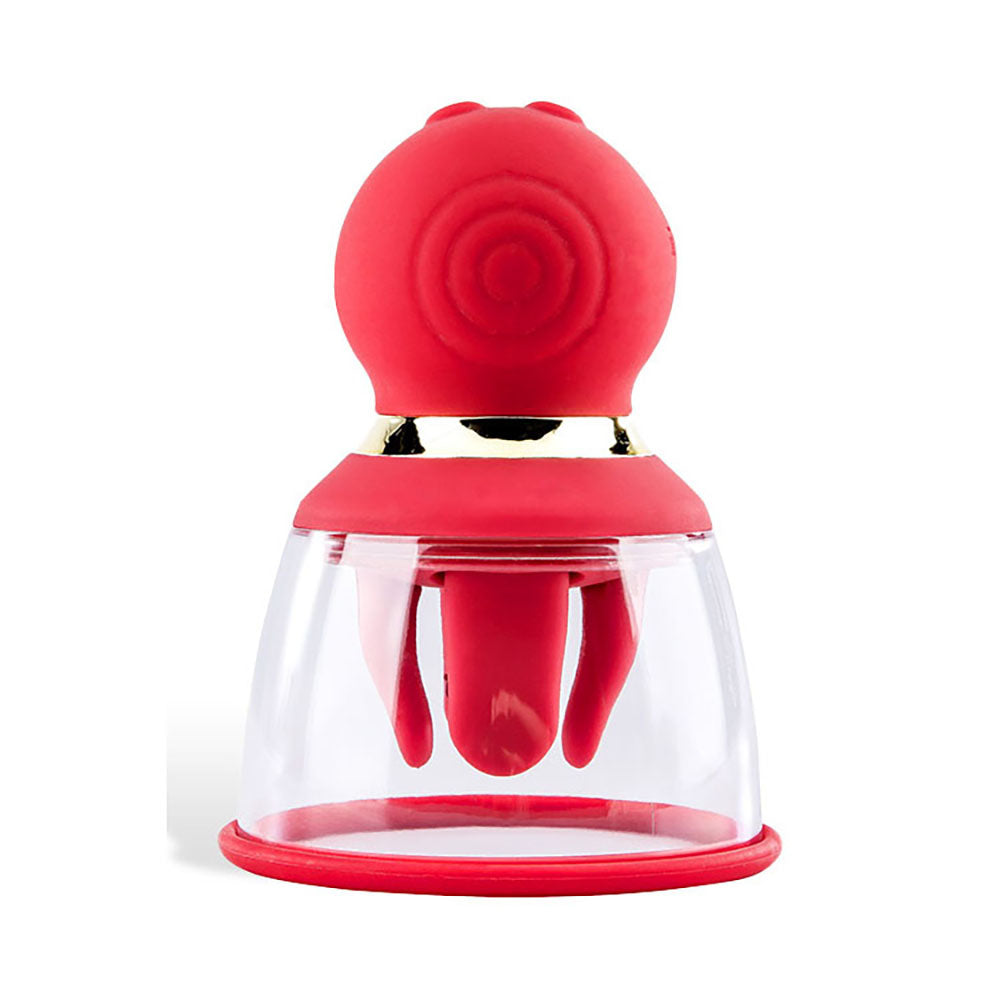 Adam & Eve Squeeze N Please Pump Red Red Usb Rechargeable Vaginal Pump With Massaging Tongue And Fingers
