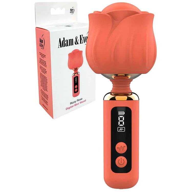 Adam & Eve Rizzy Rose Mini Wand Coral Coral 12.7 Cm Usb Rechargeable Mini Massager Wand