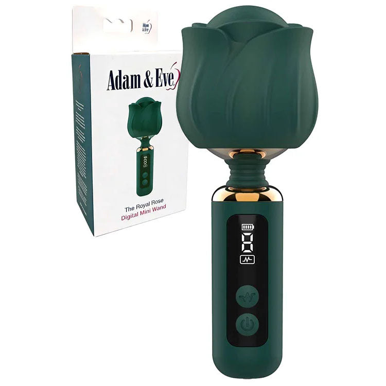 Adam & Eve The Royal Rose Mini Wand Green Green Usb Rechargeable Mini Massager Wand