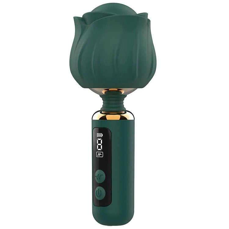 Adam & Eve The Royal Rose Mini Wand Green Green Usb Rechargeable Mini Massager Wand