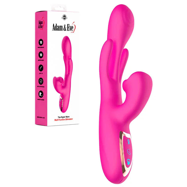 Adam & Eve The Hyper Wave Pink Pink 22.9 Cm Usb Rechargeable Rabbit Vibrator