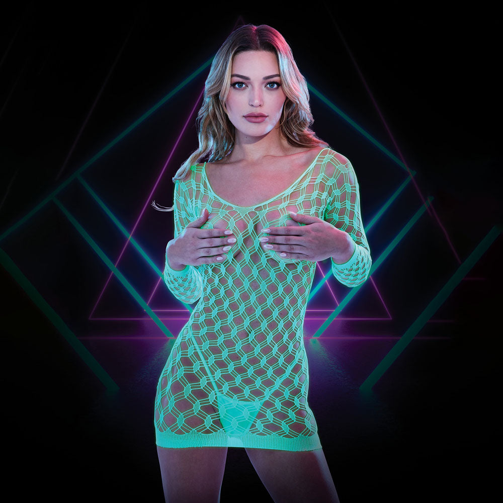 Lapdance Glow In The Dark Mini Dress 1 Size Glow In The Dark One Size