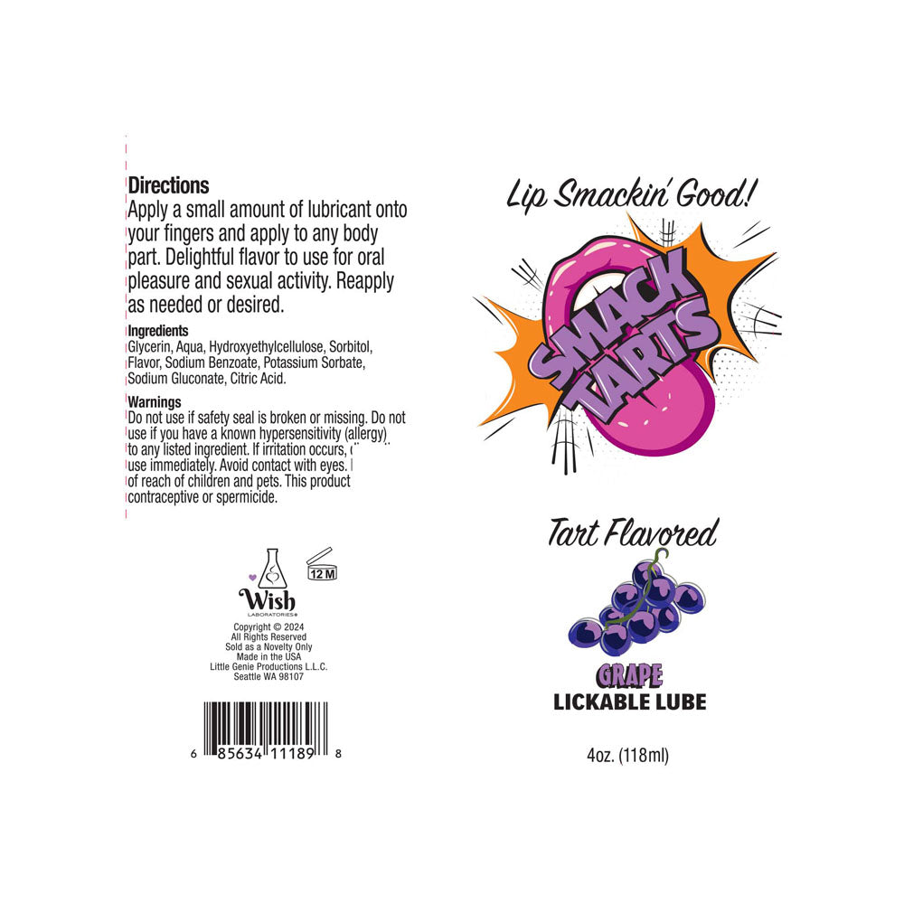 Smack Tarts Sour Grape Sour Grape Flavoured Lubricant 120 Ml Tube