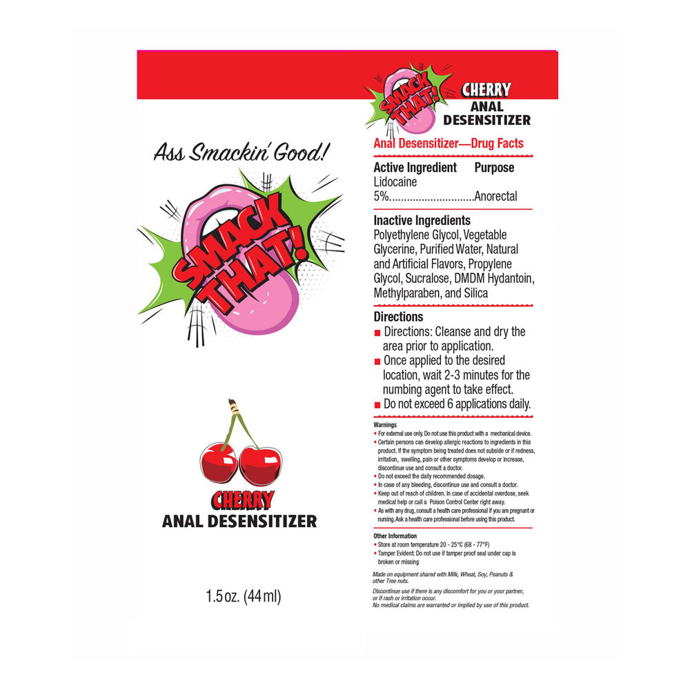 Smack That! Anal Desensitiser Cherry Cherry Flavoured Anal Desensitiser 44 Ml Tube