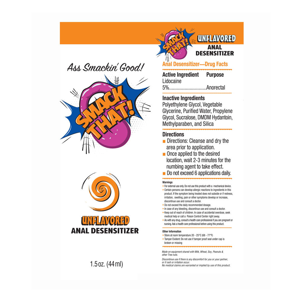 Smack That! Anal Desensitiser Unflavoured Unflavoured Anal Desensitiser 44 Ml Tube