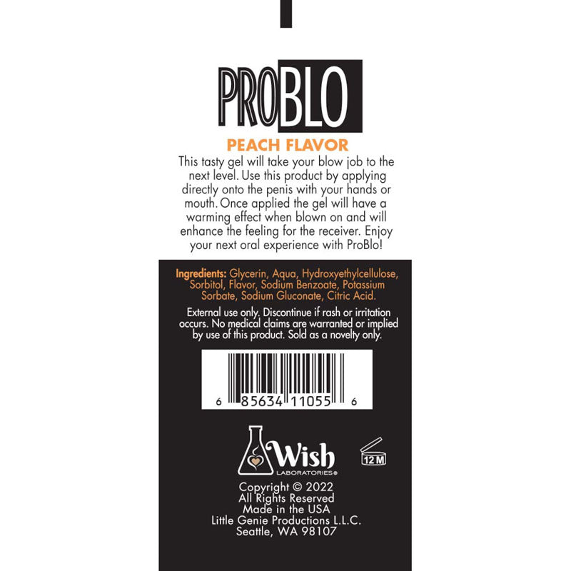 Pro Blo Oral Pleasure Gel Peach Flavoured Blowjob Gel 29 Ml Tube