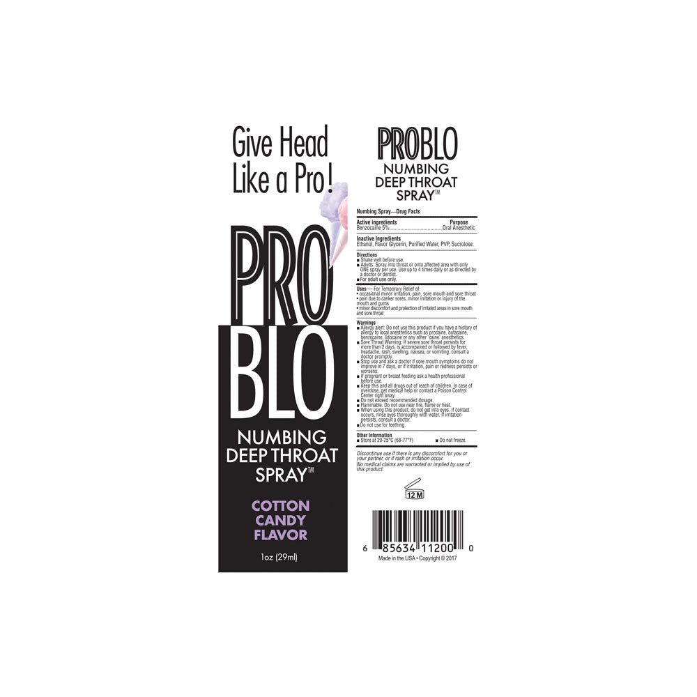 Pro Blo Deep Throat Spray Cotton Candy Cotton Candy Flavoured Deep Throat Spray 30 Ml