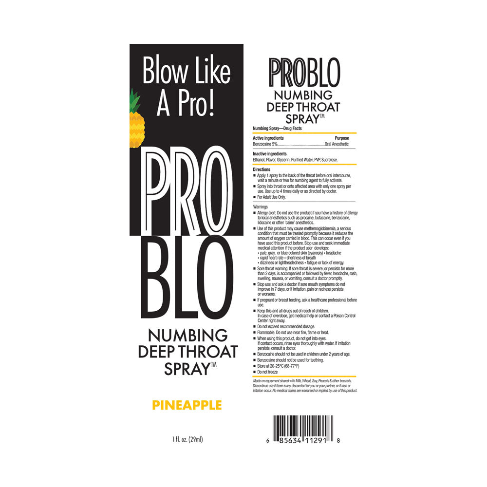 Pro Blo Deep Throat Spray Pineapple Pineapple Flavoured Deep Throat Spray 30 Ml