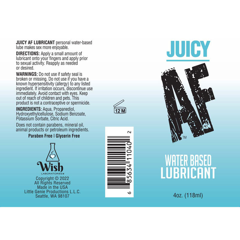 Juicy Af Water Based Lubricant 118 Ml Water Based Lubricant 118 Ml Bottle