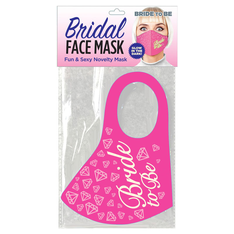 Bridal Face Mask Bride To Be Glow Pink Novelty Mask