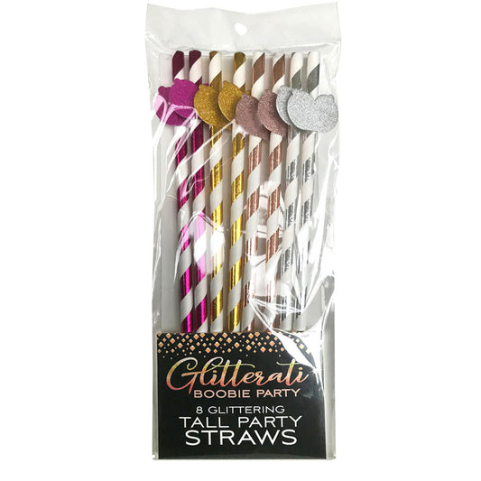 Glitterati Boobie Tall Party Straws Set Of 8