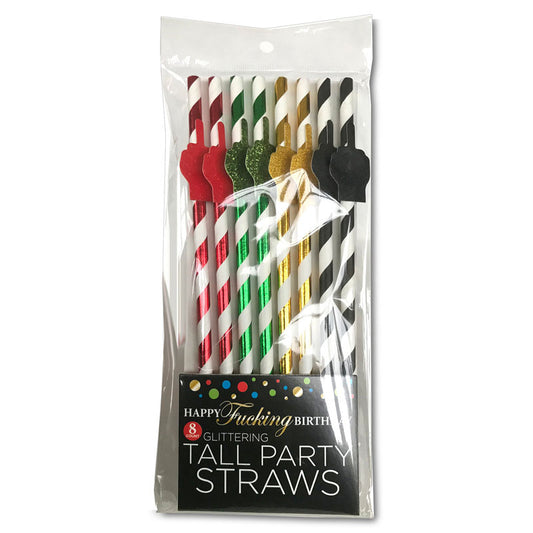 Happy Fucking Birthday Tall Party Straws Party Straws 8 Pack