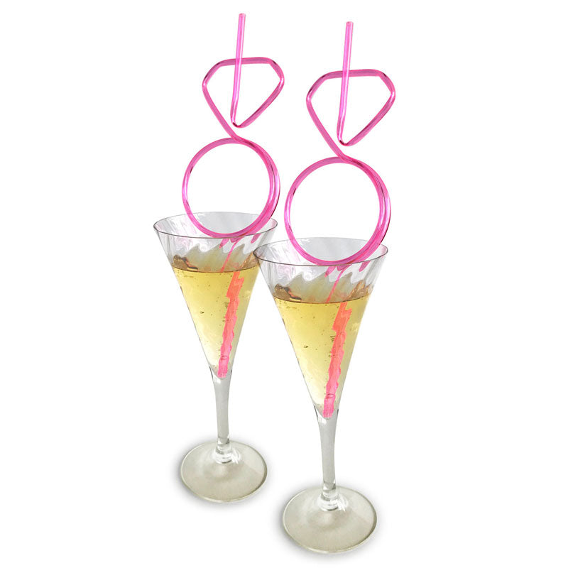 Glitterati Diamond Ring Straws Set Hens Party Novelty Set Of 8