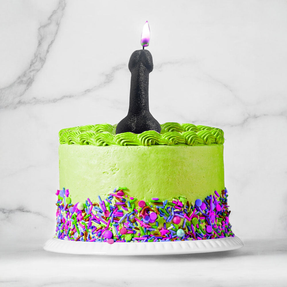 Glitterati Black Glitter Penis Candle Black 10 Cm Penis Party Candle