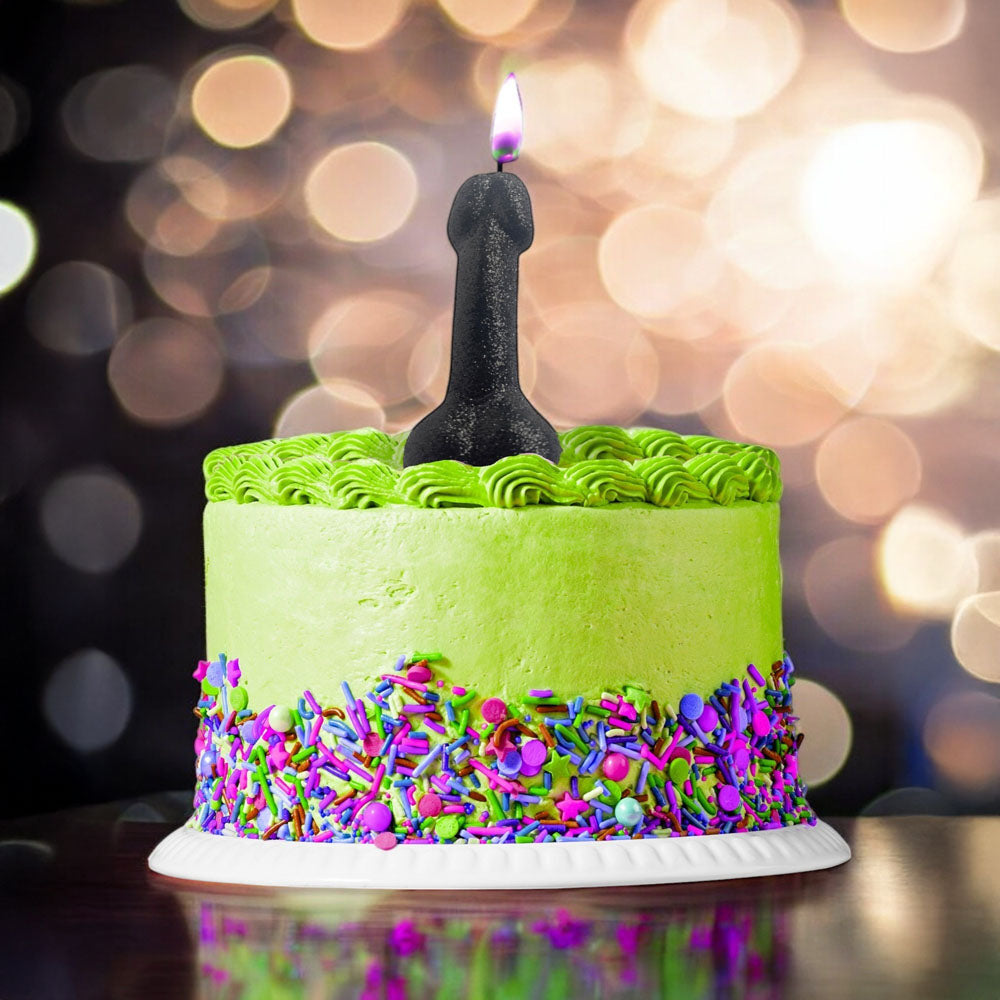 Glitterati Black Glitter Penis Candle Black 10 Cm Penis Party Candle