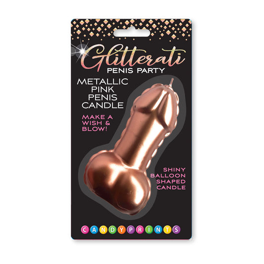 Glitterati Metallic Pink Penis Candle Rose Gold 10 Cm Penis Party Candle