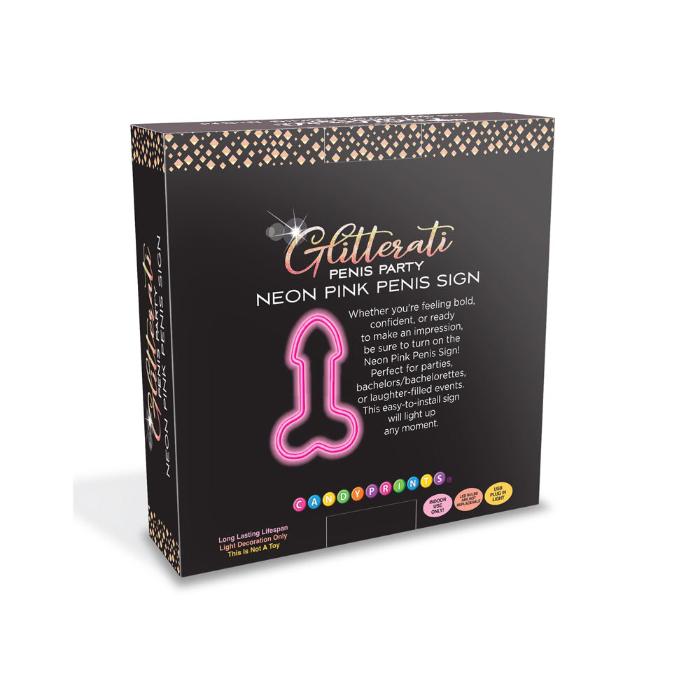 Glitterati Neon Pink Penis Sign Novelty Neon Light
