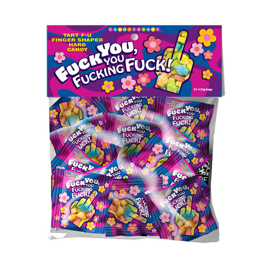 F**K You, You F**King F**K! Bag Of 25 Middle Finger Lollies Bulk Bag Of 25 Party Packs