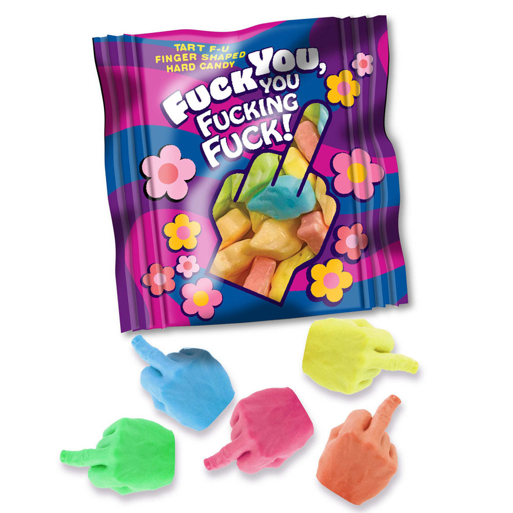 F**K You, You F**King F**K! Bag Of 25 Middle Finger Lollies Bulk Bag Of 25 Party Packs
