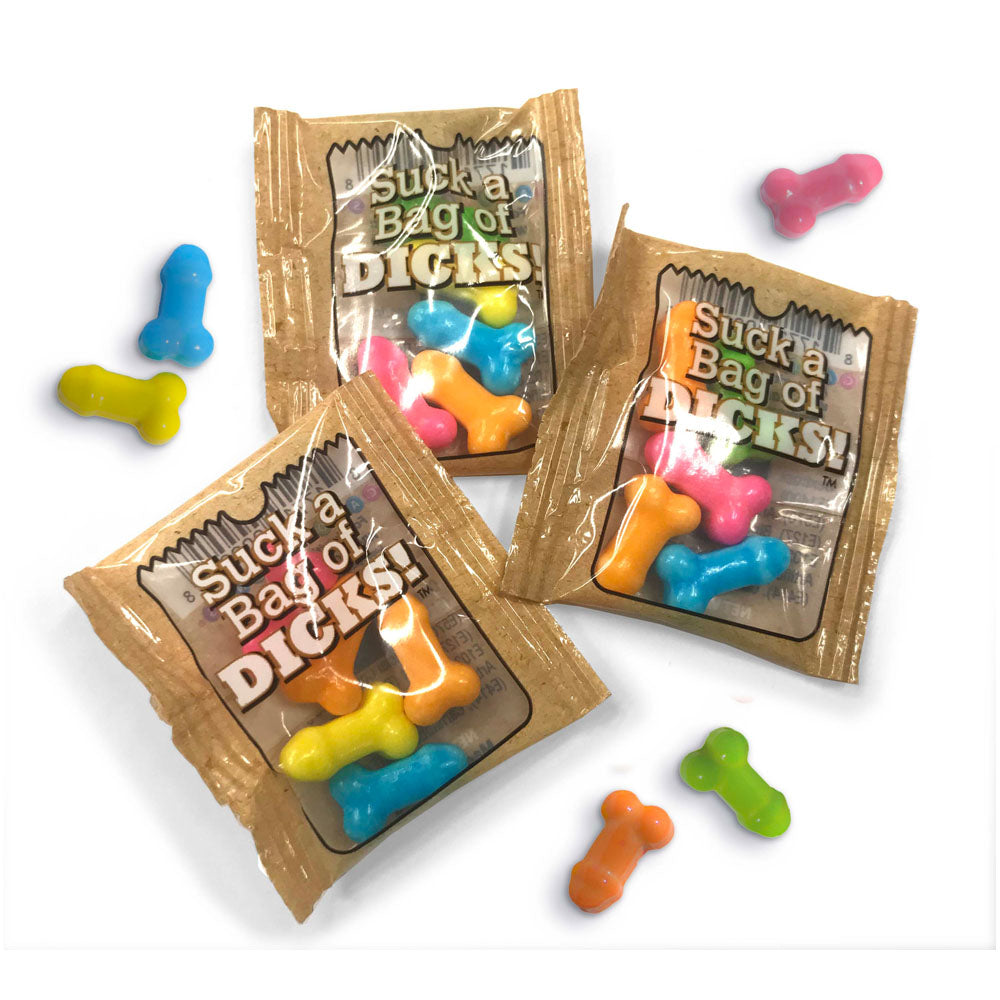 Suck A Bag Of Dicks Counter Display Fruit Flavoured Lollies Counter Display Of 100 Party Packs