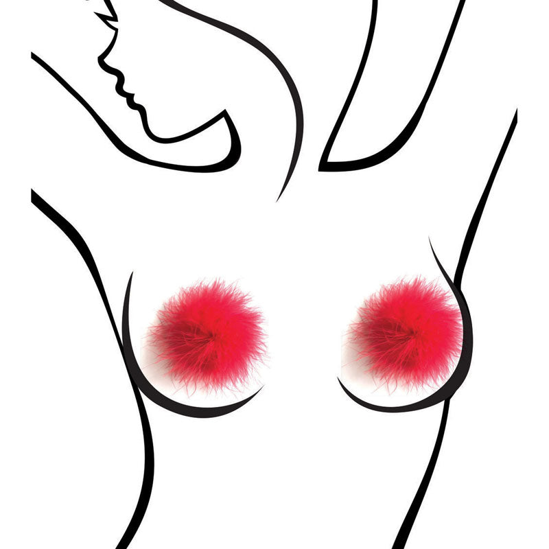 Sexy Af Nipple Couture Red Marabou Red Marabou Reuseable Nipple Pasties