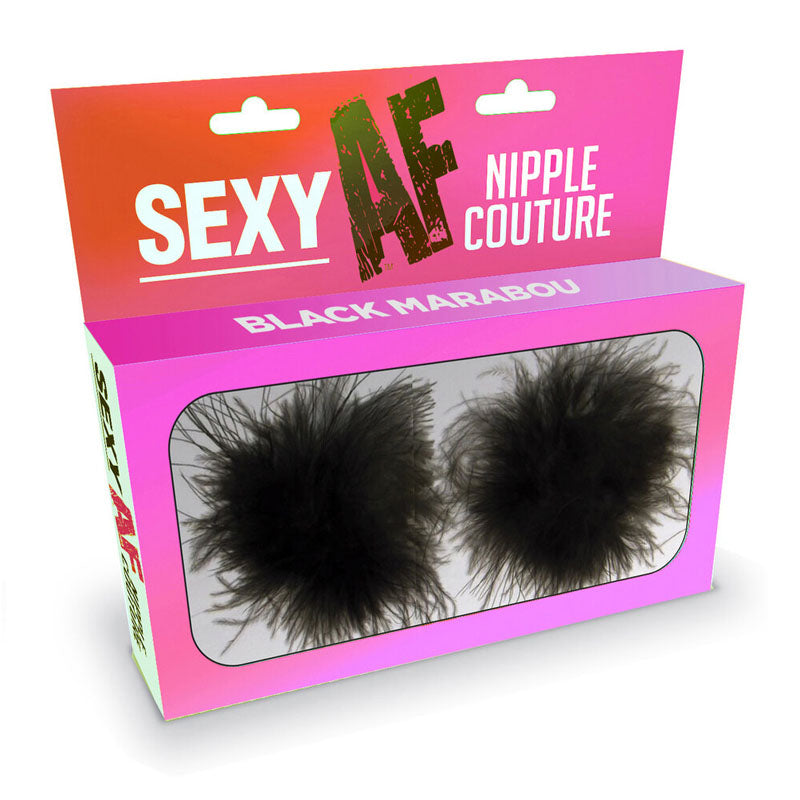 Sexy Af Nipple Couture Black Marabou Black Marabou Reuseable Nipple Pasties