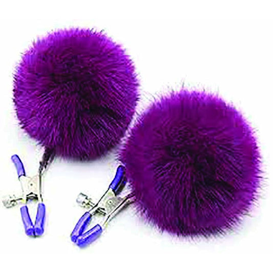 Sexy Af Clamp Couture Purple Puff Balls Purple Puff Balls Nipple Clamps