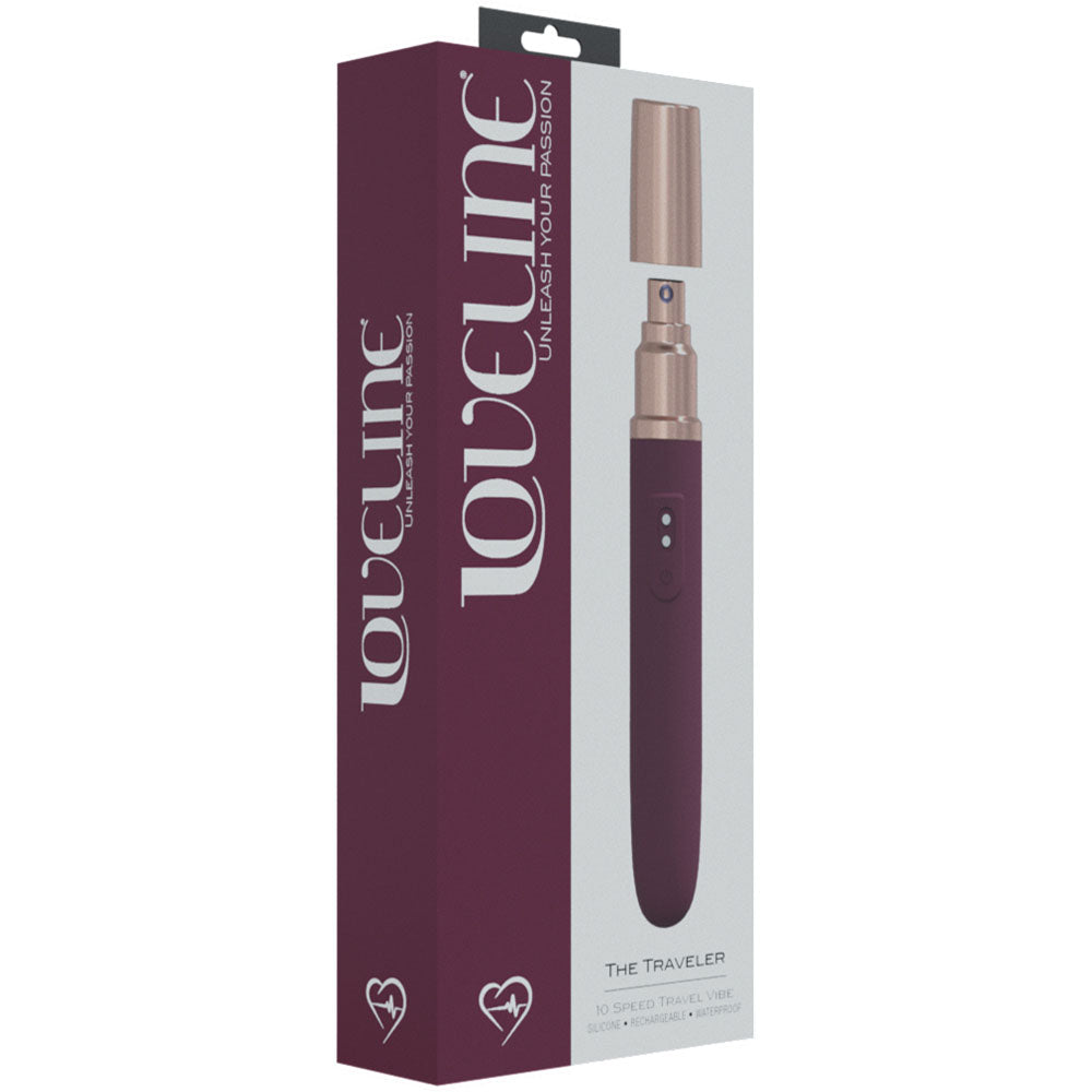 Loveline The Traveler Burgundy Burgundy 17.6 Cm Usb Rechargeable Vibrator With Lube Applicator