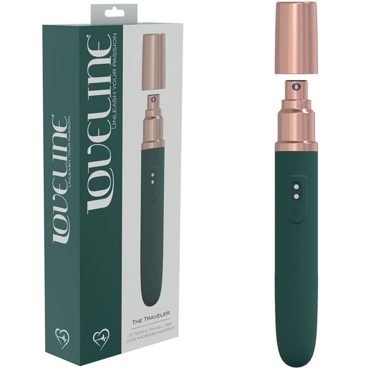 Loveline The Traveler Green Green 17.6 Cm Usb Rechargeable Vibrator With Lube Applicator