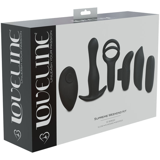 Loveline Supreme Weekend Kit Black Black Usb Rechargeable 5 Piece Kit