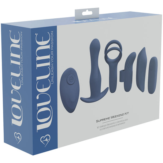 Loveline Supreme Weekend Kit Blue Blue Usb Rechargeable 5 Piece Kit