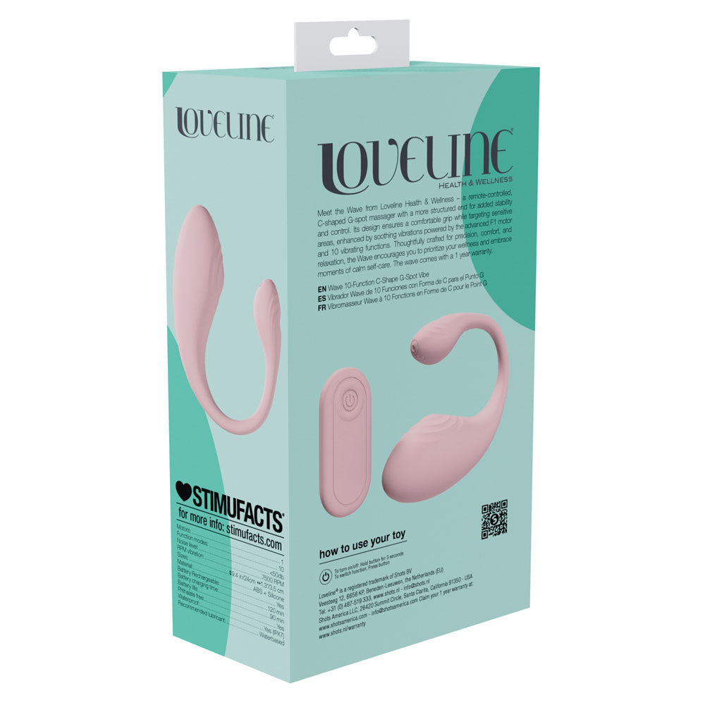 Loveline Wave Pink Usb Rechargeable C Shaped Vibrator With Remote