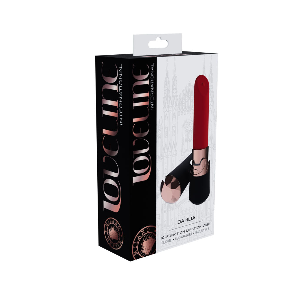 Loveline Dahlia Black Black/Red 12.5 Cm Usb Rechargeable Lipstick Vibrator
