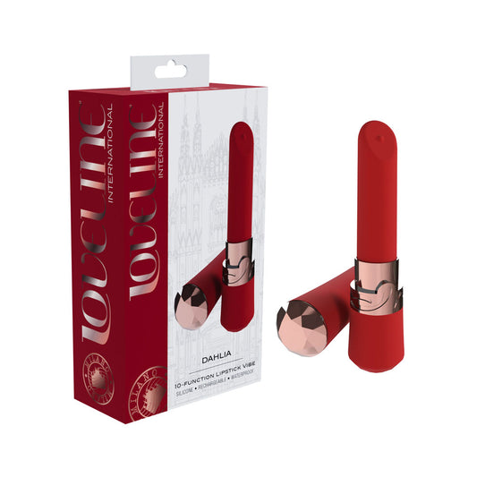 Loveline Dahlia Red Red 12.5 Cm Usb Rechargeable Lipstick Vibrator